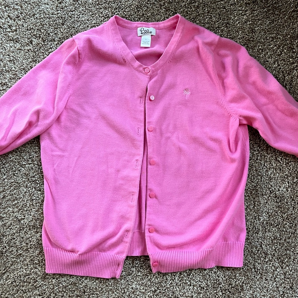 Lily Pulitzer Pink summer cotton cardigan sweater in great shape.